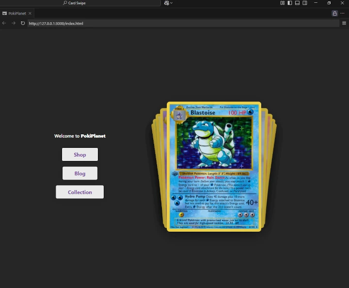 Interactive card display mockup