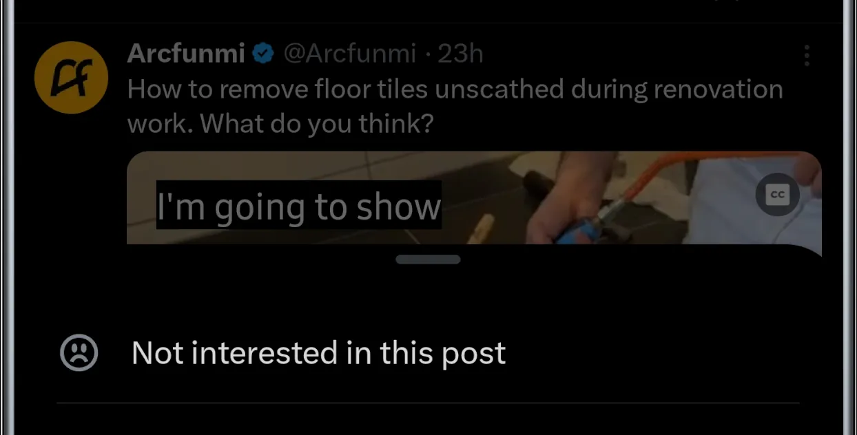 Not Interested Menu